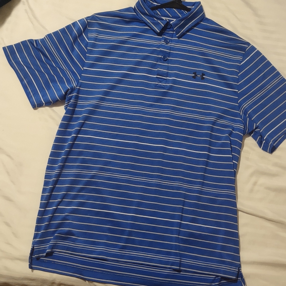 Under Armour Men's Blue Striped Polo Shirt